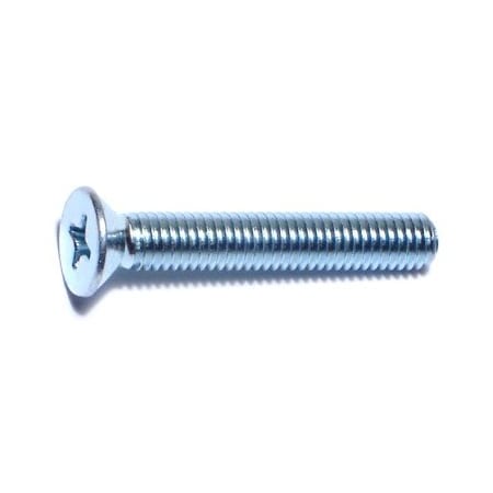 #10-32 X 1-1/4 In Phillips Flat Machine Screw, Zinc Plated Steel, 100 PK